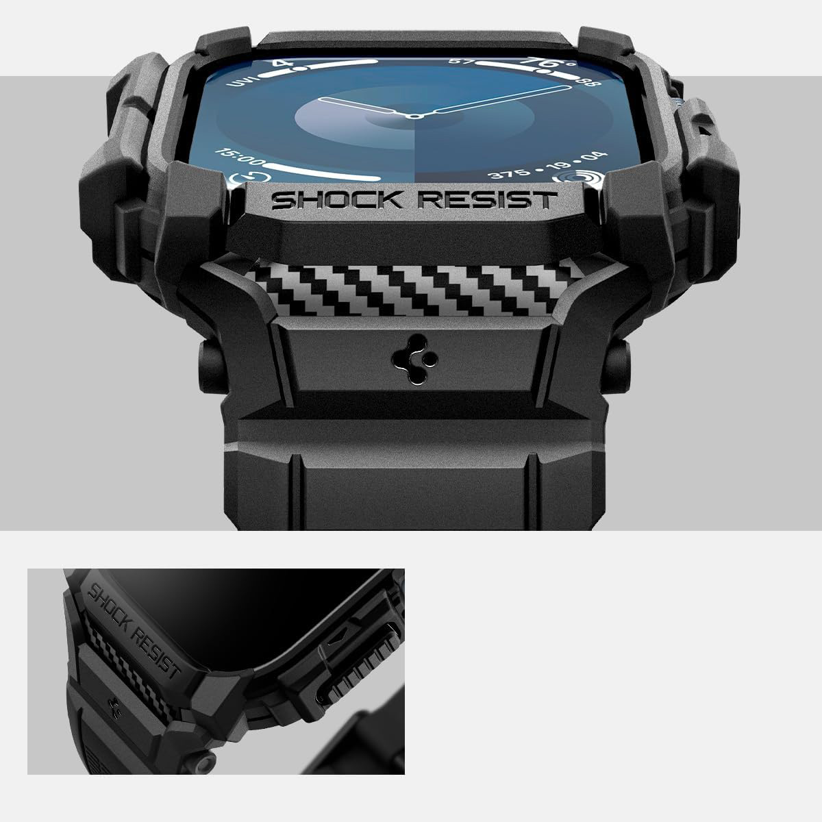 Etui z paskiem Spigen Rugged Armor Pro do Apple Watch 10 42 mm, czarne